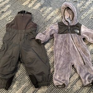 Northface Oso Bunting and REI snow bib